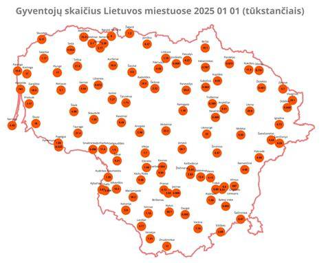 Vizualinis žemėlapis su logistikos tinklu Lietuvos miestuose.