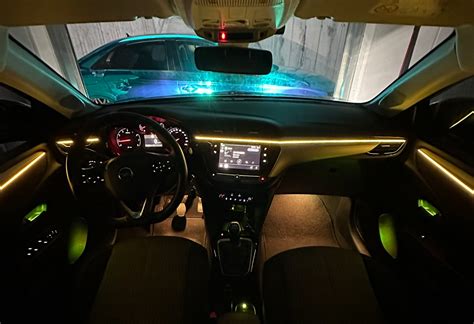 the interior of an Opel Antara with upgraded LED ambient lighting