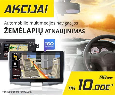 automobilio navigacijos žemėlapis, rodantis atnaujintus maršrutus