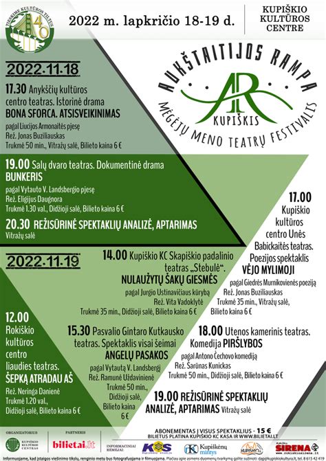 Festivalio programa su datomis ir vietomis