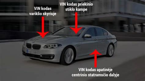 automobilio vietos, kuriose galima rasti VIN kodą