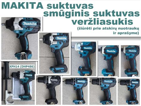 Įvairūs statybiniai viniakalės ir smūginiai veržliasukiai