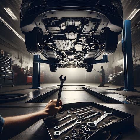 vizualinė automobilio išmetimo sistemos apžiūra
