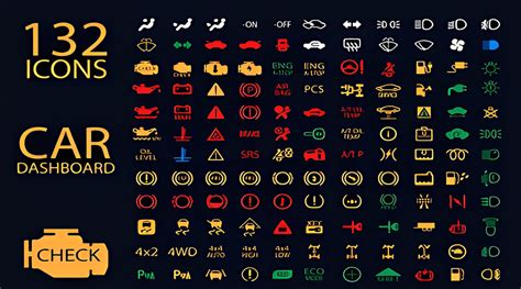 scheme of car dashboard with warning lights