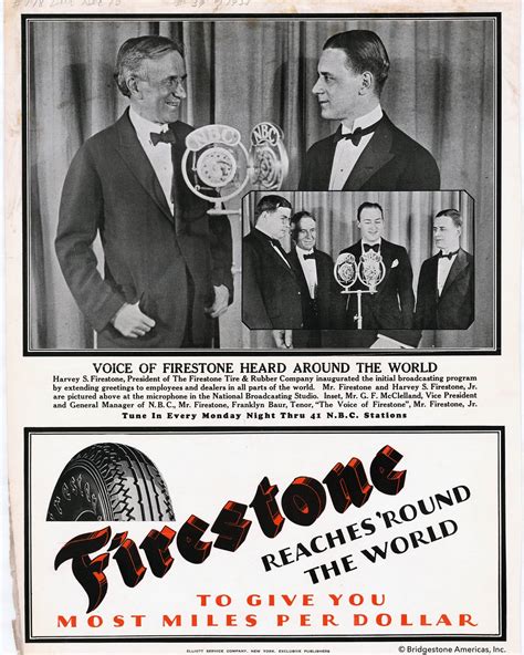 nuotrauka su Harvey Firestone ir jo pirmaisiais darbininkais prie gamyklos