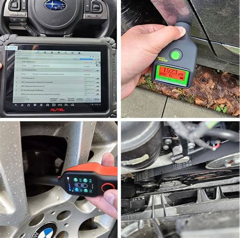 Automechanikas atlieka automobilio diagnostiką su planšete