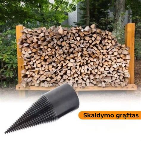 Tematinis malkų skaldymo proceso atvaizdavimas