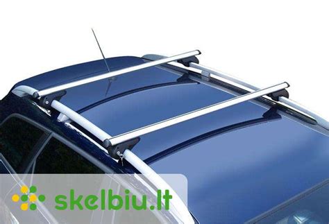 Schema, kaip tvirtinasi stogo skersiniai prie automobilio stogo išilginių strypų