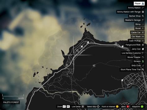Map showing the location of impound lots in Paleto Bay or Sandy Shores