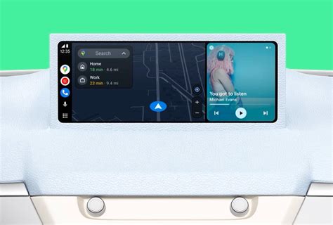 Pavyzdžiai, kaip atrodo Android Auto sąsaja skirtinguose automobiliuose