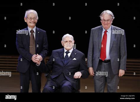Stanley Whittingham, John B. Goodenough ir Akira Yoshino portretai