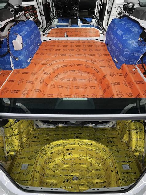 Tematinė nuotrauka su automobilio interjeru ir garso izoliacijos medžiagomis