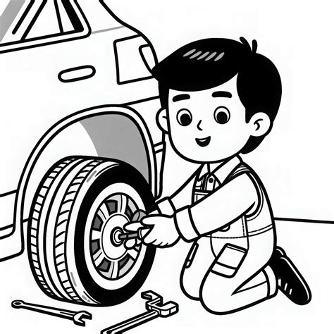 mechanikas tikrina kartingo padangą