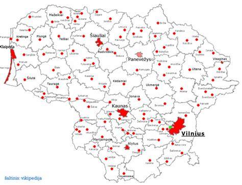 miesto žemėlapis su pažymėtais autoservisais Vilniuje