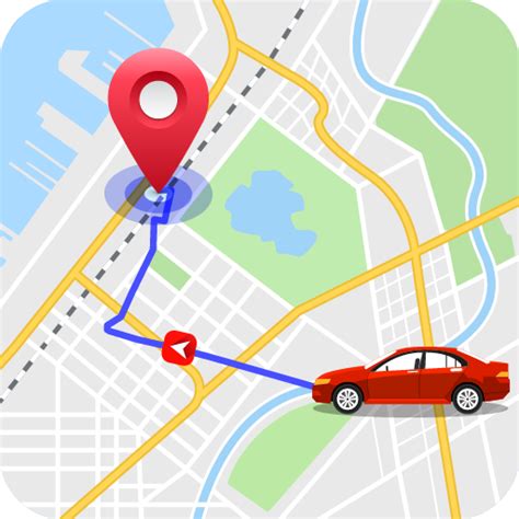 „GPS Route Finder“ programos sąsajos pavyzdys su žemėlapio vaizdais