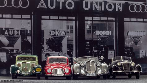 Istorinė schema: keturių markių („Audi“, „Horch“, DKW, „Wanderer“) susijungimas į „Auto Union“
