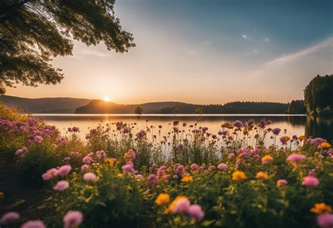 Romantiškas saulėlydis su gėlėmis