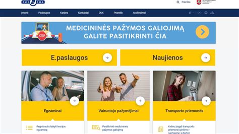 Mobiliojo telefono ekranas su Regitros elektroninių paslaugų portalu