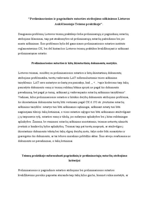 Grafikas, iliustruojantis preliminariosios sutarties sudarymo procesą