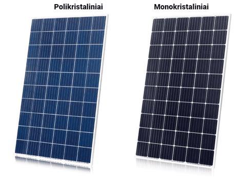 Monokristalinių ir polikristalinių saulės modulių palyginimas