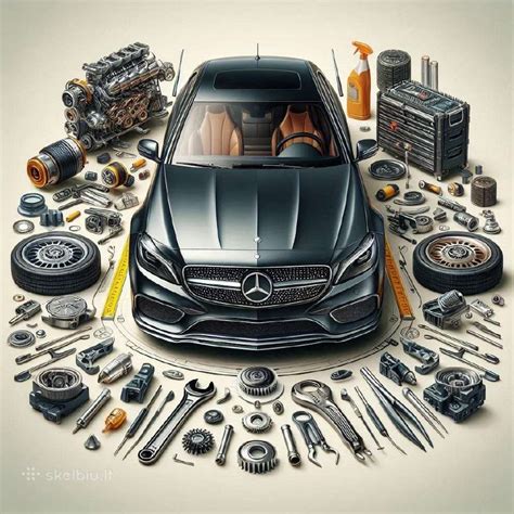 Teminė nuotrauka su įvairiomis automobilių dalimis arba autoservisu