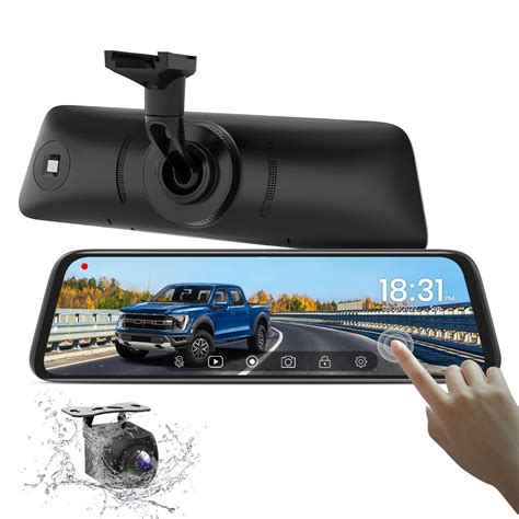 Thematic photo of a car with a clear rear view from the camera on the screen