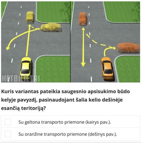 Pavyzdys iš bandomojo teorijos egzamino klausimo „Regitroje“.