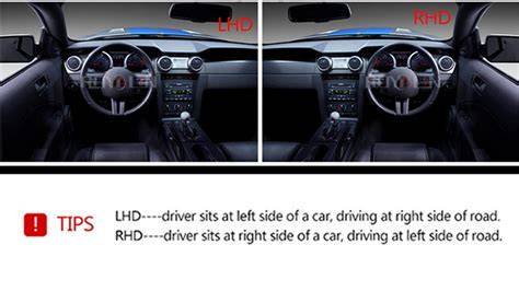 LHD vs RHD automobilio interjeras su skirtinga vairavimo padėtimi