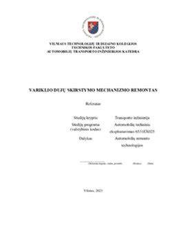 Paveikslėlis: paskirstymo mechanizmo konfigūracija