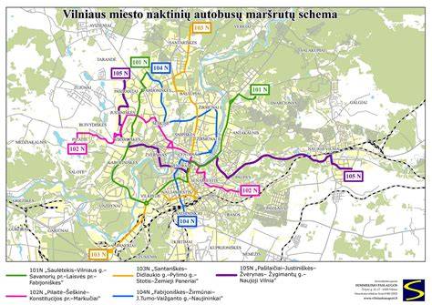 Vilniaus viešojo transporto žemėlapis Laisvės prospekto apylinkėse