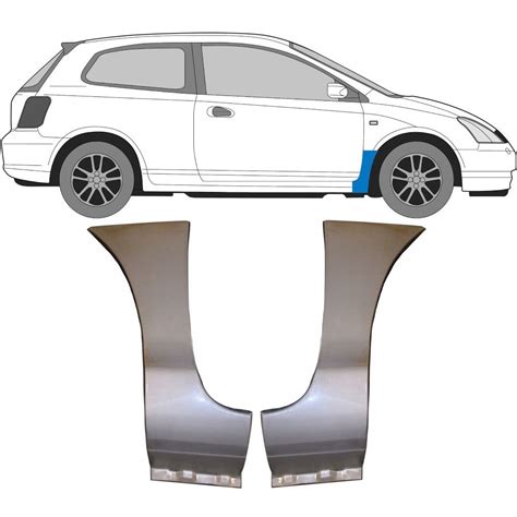 Honda Civic VIII priekinio sparno konstrukcijos schema