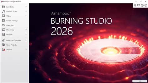 Programos Ashampoo Burning Studio sąsajos pavyzdys