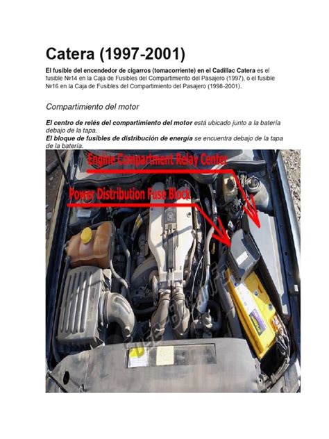 Cadillac Catera saugiklių dėžė ir diagrama
