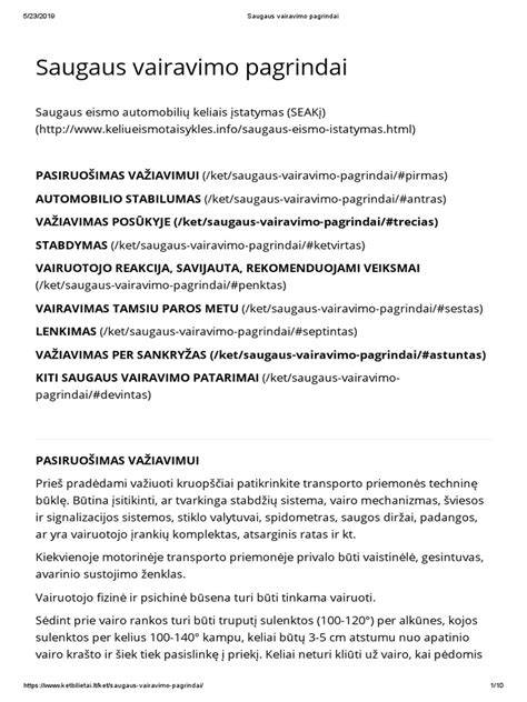 Infografika: saugaus vairavimo pagrindai