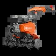 „Husqvarna“ TF 435P kultivatoriaus schema su nurodytais pagrindiniais mazgais ir valdymo elementais