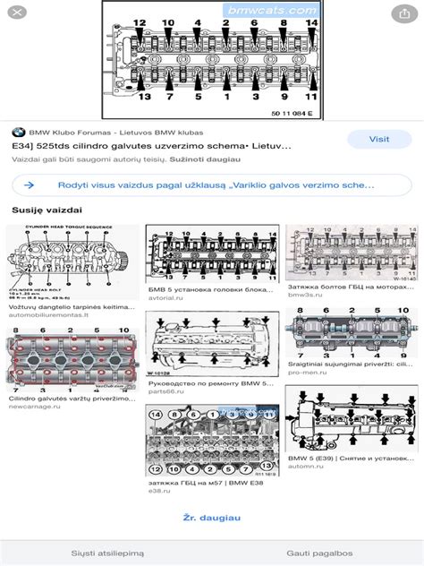Variklio galvos schema su prisukimo tvarka