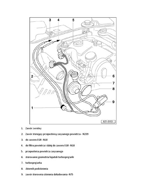 Vakuumo sistemos schema BMW E60 variklyje, su pažymėtu vakuuminiu siurbliu