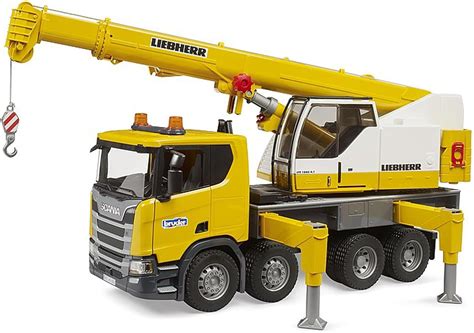 The Bruder Scania truck (model 3580) with a crane, highlighting its green color and detailed features. (Thematic photo)