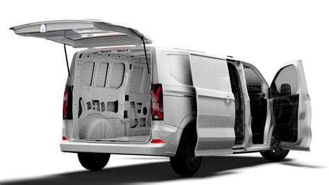 Ford Transit krovinių skyriaus matmenų schema