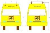 Pavyzdys: Mokyklinio autobuso ženklinimas ir mirksinčios oranžinės šviesos