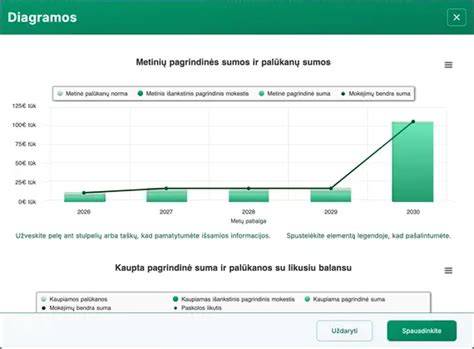 Infografika: lizingo komponentai - pradinė įmoka, mėnesinės įmokos, likutinė vertė, palūkanos
