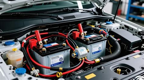 Nuotrauka, iliustruojanti dviejų akumuliatorių sistemą automobilyje su Start/Stop funkcija
