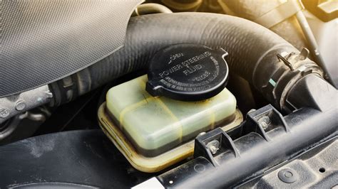 Person checking the fluid level in a power steering reservoir.
