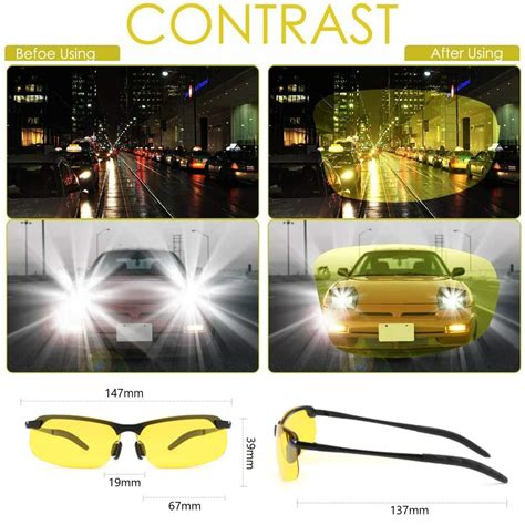 comparison of night vision with and without yellow tinted glasses