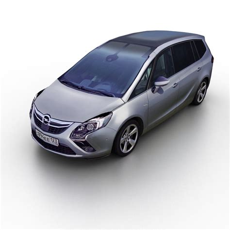 Opel Zafira galinės dalies vaizdas su išryškintu numerio apšvietimo zona ir reikalingų įrankių iliustracija (atsuktukas, lemputė, pirštinės)