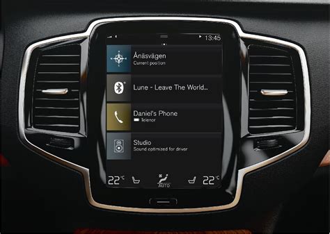 Volvo Sensus sistemos nustatymų meniu