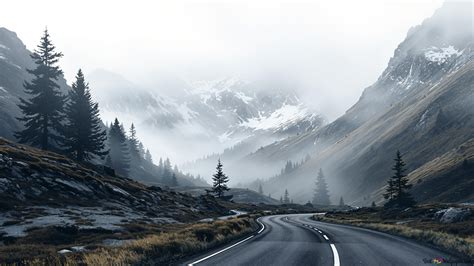 Teminis Norvegijos kelio vaizdas su automobiliu ir kalnais