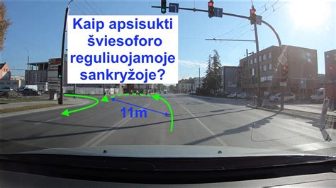 Infografika: apsisukimas šviesoforu reguliuojamoje sankryžoje su papildoma sekcija