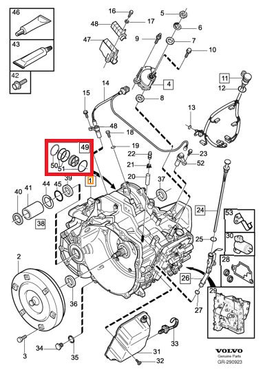 Volvo XC90 automatinės pavarų dėžės schema