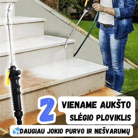 Teminė nuotrauka: aukšto slėgio ploviklis, valantis terasos grindinį